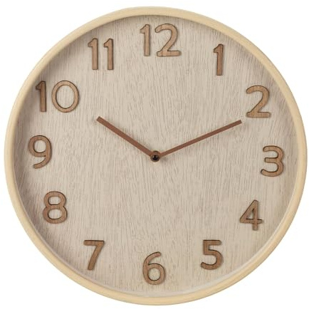 Well Home Reloj de Pared de Madera Aspecto Moderno Color Marrón Claro Ø38x5 cm