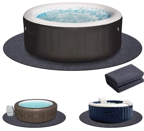 Hot Tub Flooring Mat, SINBLUE Waterproof Round Mat 7.5 x 7.5 FT for Inflatable Hot Tub Outdoor Protector Mat Backing Prevents Liquid Penetration for Protect Floor