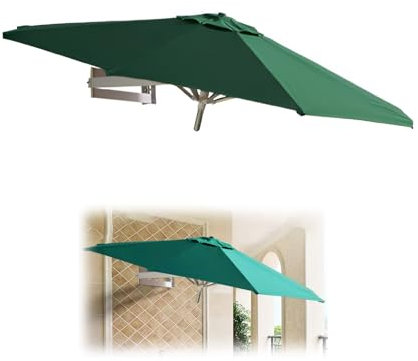HAOKKV Wall Mounted Round Cantilever Parasol, 8-Rib, Aluminum Garden Umbrella WithTilted Design And Wind Vent, For Patio Market(Dark green,/250cm/8.2ft)