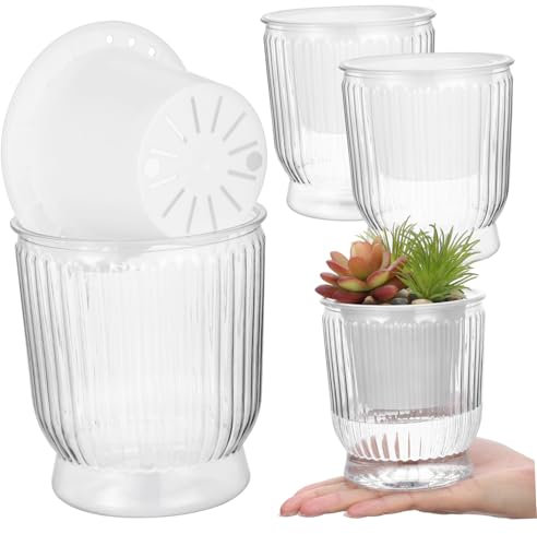 UKCOCO 4piezas Jarrón Hidropónico De Plástico para Plantas De Interior Jardín y Riego Automático para Orquídeas Suculentas y Flores Balcón