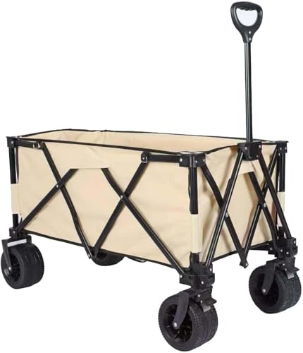 TREPPE Carrello trolley pieghevole 150 kg - Ruote a 360° tutto il terreno, manico regolabile, acciaio al carbonio, ideale per spiaggia, campeggio, picnic e mercato