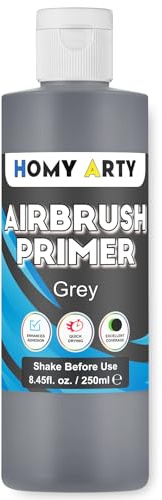 HOMY ARTY Airbrush Primer – grå akrylprimer för Air brush 250 ml snabbtorkande matt finish grundfärg för Airbrush färg med utmärkt vidhäftning till plastmodeller, metall, kanvas