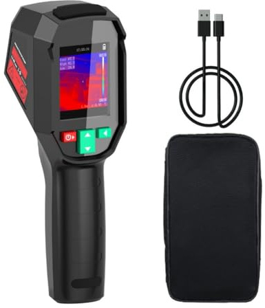 Gettimore Termocamera a infrarossi FY10/FY12 Risoluzione 240x240 per ispezione domestica, intervallo di temperatura da -20 C a 550 C, classificazione IP54, display da 24 pollici, ricaricabile di tipo