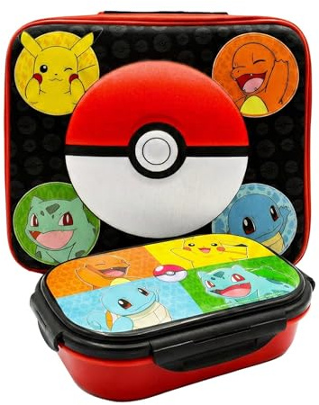 HOX Lunch Set – Official Licensed Merchandise, Lunch Bag, & Snack Box – Insulated Kids School Lunch Kit – Boys Girls Back to School Supplies (Pokemon 2 piece)