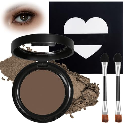 Single Eyeshadow & Blush Palette - Waterproof Smudge-Resistant Pressed Powder with Soft Blendable Texture, Buildable Coverage for Natural & Smokey Looks, Compact Dual-Ended Brush(Brown)