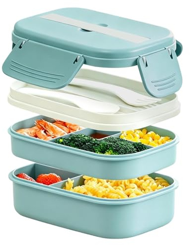 de Almuerzo para Adultos,Recipiente De 3 Niveles Hermético Apto Para Microondas - Lonchera Masculina Para Oficina Y Trabajo Diario - Para Usar en Viaje Camping Picnic Mujeres Oficina y Trabajo