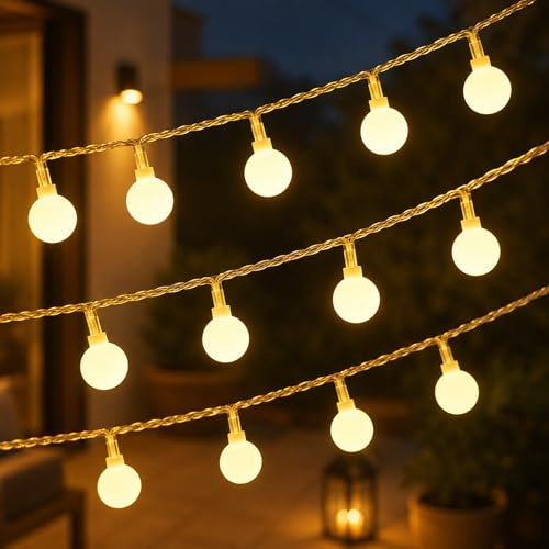 ZingBox Lichterkette Kugeln, 4 M 40 LED, Warmweiße Kugel, Batteriebetrieben | Kugel Lichterketten, Globe Lichterketten Innen Außen für Hochzeiten, Zimmer, Balkon, Weihnachten, Gärten, Camping