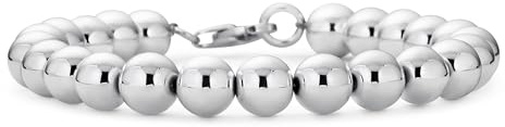 Bling Jewelry Pulsera De Cadena De Bolas De Plata Esterlina .925 Tradicional Sencilla Lisa Liviana Y Hecha A Mano De Estilo Polaco De 8Mm Para Mujeres De 7.5 Pulgadas De Largo