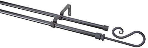 Gardinenstangen Set Tortillon 2-läufig Metall schwarz, Ø 16mm, 400 cm