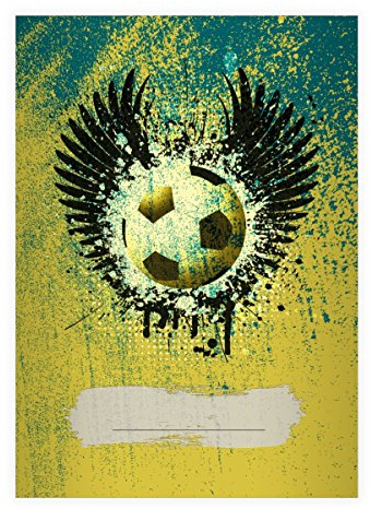 Kartenkaufrausch 8 Coole Grunge Fußball DIN A4 Schulhefte, Rechenhefte mit Sieger Schwingen in gelb Lineatur 7 (Kariertes Heft)