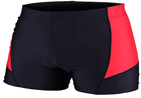 Muscle Alive Mens Gym Tight Bodybuilding Workout Shorts Fitness Sports Polyester and Lycra PLN Black with Red M