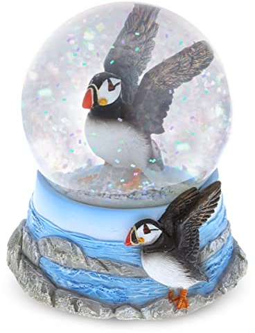 CoTa Global Puffin Snow Globe - Sparkly Water Globe Figurine with Sparkling Glitter, Collectible Novelty Ornament for Home Decor, for Birthdays, Christmas, and Valentine's Day - 65mm