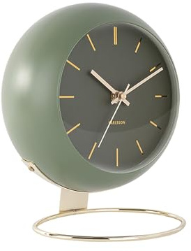 Karlsson [DL] Table Clock Globe Moss Green, des.Armando Breeveld D. 21cm, H. 24,5cm, Depth. 14cm, Excl. AA Battery -