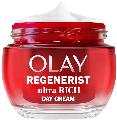 Olay Regenerist Day Face Cream. Ultra Rich Anti-Wrinkle + Firming Skincare Moisturiser with Anti-Ageing Niacinamide, Peptides and Shea Butter. Renews, Firms and Hydrates. Non-Greasy. 50ml
