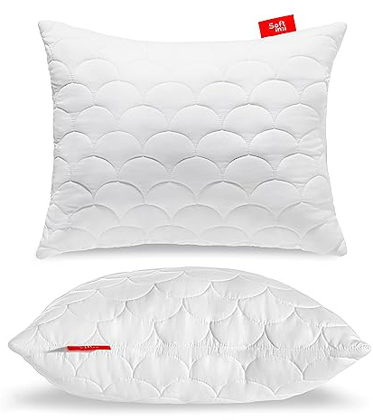Softimi Kopfkissen Schlaffkissen Bettkissen Gestepptes Premium Kissen 40x50 cm Antiallergisch - Anti-Milben - Geruchlos sofort verwendbar - Mit Härteeinstellung (40x50 cm)