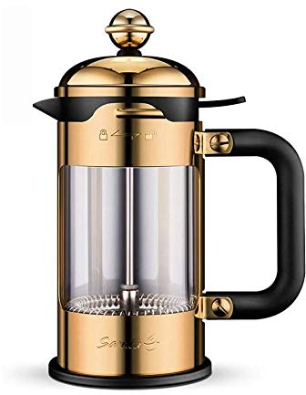 XIXIDIAN Cafetière de la Presse française, ménage français Filtre à Pression Cuite à la Main Filtre de thé en Verre à la Chaleur, Peut être utilisé comme Un café ou Une Presse à thé (Size : 600ML)