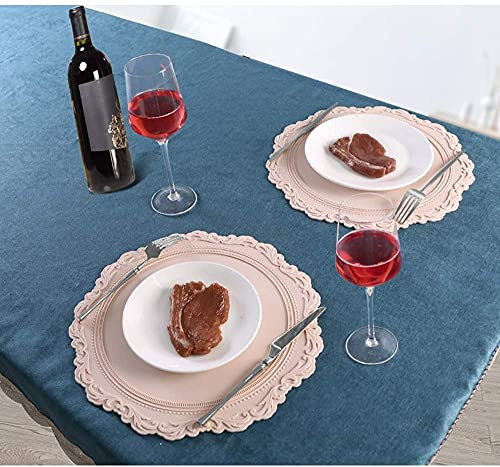 Große runde geprägte Platzsets, 34 cm, 2 Stück, Esstisch, dickes Silikon, hitzebeständig, rutschfest und wasserdicht (Rosa)