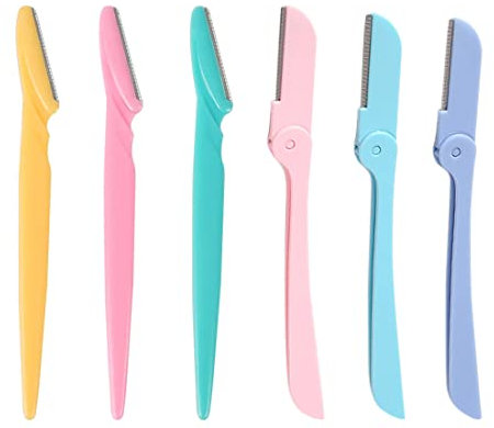 Rasoio per sopracciglia Androxeda confezione da 6 rifinitore per peli del viso di precisione per donne e uomini rasoio per sopracciglia (2 stili)