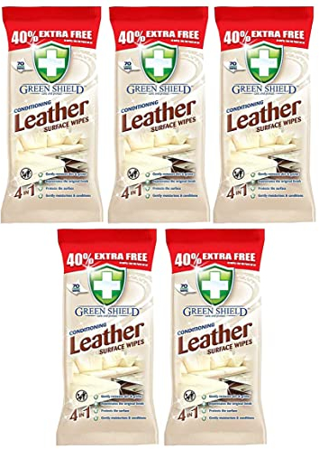 HiCollections Leather Wipes 4-in-1 Conditioning Dirt Grime Protect Wipes - 350 Unscented Rectangular Sheets for All Leather Surfaces