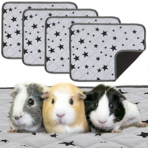 Namalu 4 Stück Meerschweinchen Käfig Einlagen Fleece Einstreu Saugfähig PIPI Pads Wiederverwendbar Rutschfeste Matte Mit Stern Muster (24 x 18 Zoll)