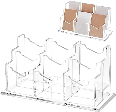 OLYCRAFT Visitenkartenhalter Aus Acryl Mit 6 Fächern Und 2 Ebenen Vertikaler Visitenkartenhalter Klarer Desktop Visitenkartenständer Acryl Namenskartenhalter Für Den Schreibtisch Zu Hause