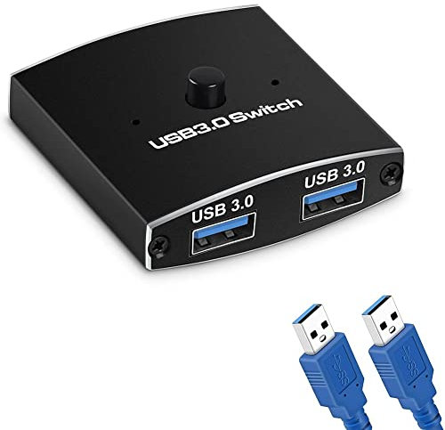 Zunedhys Selector de conmutador USB 3.0 KVM Switch 5 Gbps 2 en 1 Out USB 3.0 Way Sharer para impresora Teclado Compartir ratón