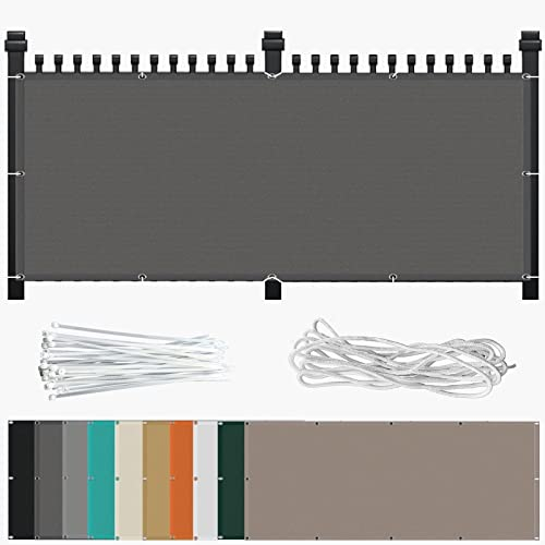 Balkon Sichtschutz Seitenmarkise 90 x 400 cm mit Ösen und Kordel Baldachin PB2 PES 100% Polyester für Seite den Balkon Garten Terrasse, Dunkelgrau