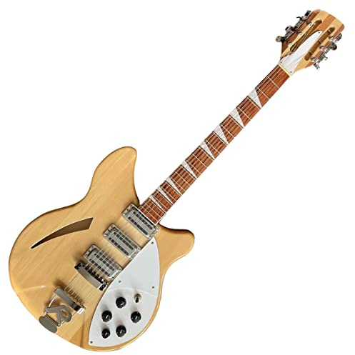 CAZARU Guitarra de 12 Cuerdas, Guitarra eléctrica, Pintura en Aerosol de Color Madera, diapasón de Caoba, Guitarra semihueca, Guitarra acústica Hyococ