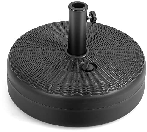TANGZON Heavy Duty Garden Parasol Base, Water or Sand Filled Round Patio Umbrella Weight Stand with Adjustable Knob, 38MM/48MM Outdoor Sunshade Umbrella Stand Holder (45 x 45 x 30cm, 30KG)