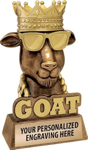 Crown Awards G.O.A.T. Sculpture Trophy, 7 Customizable Award - Add Your Own Engraving Prime