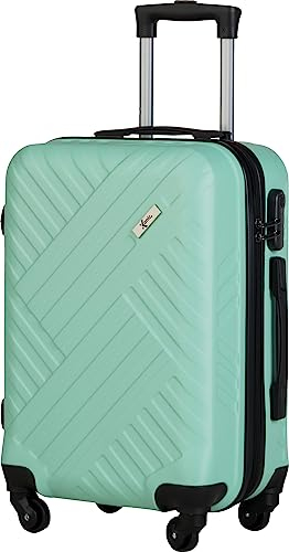 Xonic Design Boardcase Reisekoffer - Hartschalen-Koffer mit 360° Leichtlauf-Rollen - hochwertiger Kabinen-Trolley mit Zahlenschloss - Hand-Gepäck in 55x35x20cm ((Boardcase Pastell Mintgrün, S))