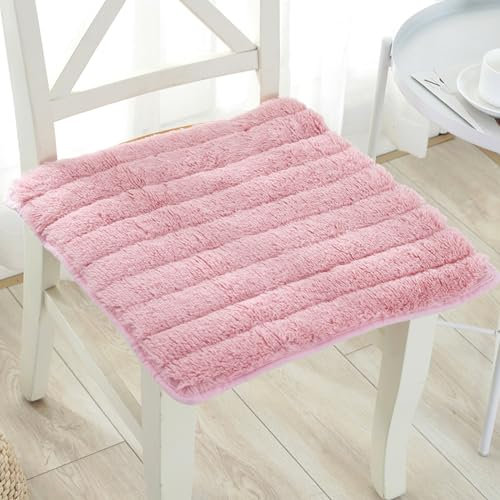 Konsilsa Quadratisches Sitzkissen, rutschfeste Stuhlauflage, maschinenwaschbar, atmungsaktiv, einfarbig, Stuhlkissen für Küche, Büro, Esszimmer (Color : Rosa, Größe : 45x45cm(18x18in))