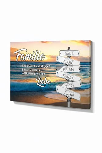 Deutsam Individuelle Leinwand Straßenschilder Strand Geschenk zum Muttertag Vatertag mit eigenem Namen Wohndeko Bild Keilrahmen Geschenkidee für Mama oder Papa Weihnachtsgeschenk