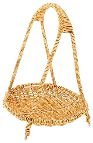 Amosfun Woven Storage Basket for Kitchen Fruit Basket Handle Desktop Fruit Holder for Home Decor
