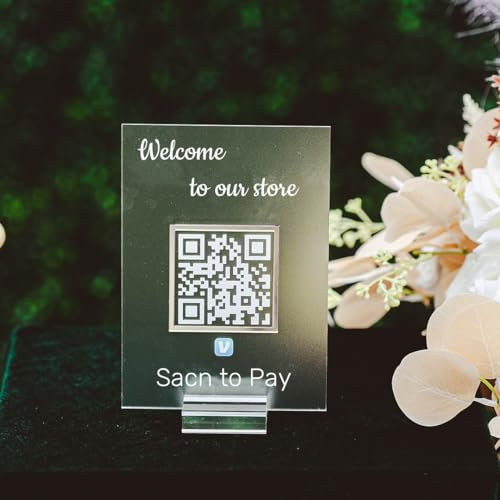 Pahdecor Personalisierbares, mattiertes Acrylschild für soziale Medien, QR-Code, Venmo, Instagram, Facebook, zum Scannen von Firmenwebsite-Code, Beauty-Friseure, Dekoration