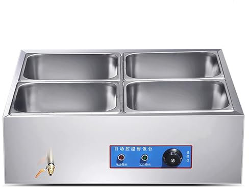 1500W Commercial Food Warmer Buffet Server Food Warming Tray, Electric Stainless Steel Chafing Dishes Table Steamer Soup Station, for Catering Restaurant (Color : 4 Grid)