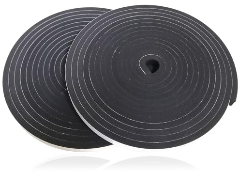 GTLAOGS Dichtungsband Selbstklebend 2 Rolls 12mm x 6mm x 5M Moosgummi Schwarz für Türen, Fenster, Bad/Dusche, Schützt gegen Zugluft, Kälte, Lärm, Staub und Kollision | Wasserdicht & Langzeithaftung