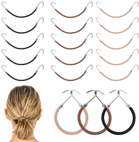 YUXIANLB 15 Stück Pferdeschwanz Haarspangen Mit Elastischen Haken Elastische Haargummis Styling Haken Für Pferdeschwanzhalter Haarschnur Frauen Mädchen Lockiges Haar Langes Haar Dicke