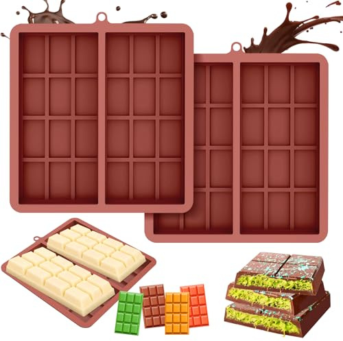 Nylea Schokoladenform Silikon Tief 2 Stück, Silikonform Schokolade Dubai Schokolade Form Antihaft-Formen BPA-frei, Perfekt für Schokolade Praline Süßigkeiten