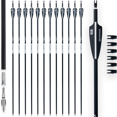 BOWSOUL 31 Inch Carbon Target Hunting Arrows for Compound Recurve Bows