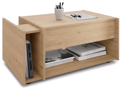 MOBILI FIVER, Höhenverstellbarer Couchtisch Romina, Wildeiche, Made In Italy