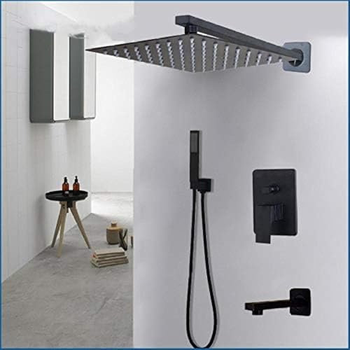 Sistema de ducha, juego de grifo de ducha LED de 3 vías, negro, 3 funciones, cabezal de ducha LED, grifo mezclador, cabezal de lluvia, 3 vías, LED de 16 pulgadas, 3 vías LED de 8 pulgadas (3 vías LED