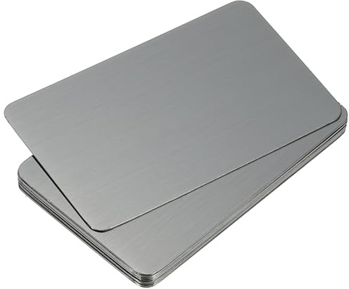 PATIKIL 12 Stück Blanko-Visitenkarten aus Edelstahl, 86x54x0,5mm(Stärke) Hochwertige Metall Visitenkarten für Laserdruck, Hochwertige Haptik, Hohe Härte, Schmutzabweisend, Grau-Schwarz