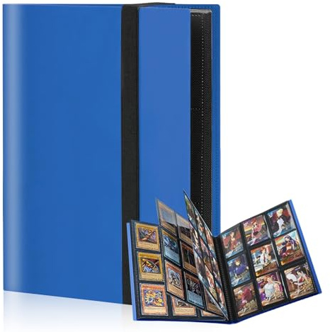 Album Porta Carte Collezionabili,20 Pagine, 360 Raccoglitore Carte,Cinghia Elastica,Compatible Con Varie Carte da Collezione (blu)