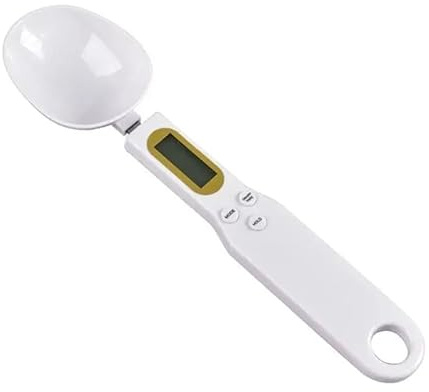 Spoon Scales Digital Weight Grams, 0.5g-500g Kitchen Electronic Gram Measuring Spoon Scales with Accurate LCD Display for Dispensing Coffee Beans, Milk, Flour-White