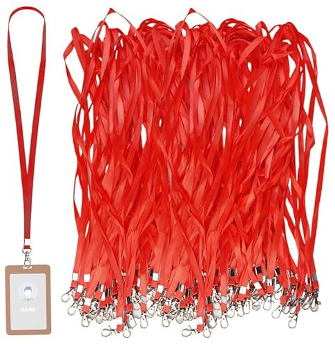 50 Stück Lanyard Mit Swivel Schließe, Schlüsselband Kinder, 45Cm Schlüssel Umhängeband, Umhängeband für Karten, Schlüsselbänder Umhängebänder, Schlüsselbänder für Ausweise Mitarbeiter, Besucher (Rote)