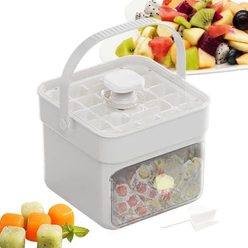 Bac à glace pour congélateur – Bac à glace avec poignée et couvercle facile à enlever – Outil double couche à pression réutilisable pour cocktail et boisson maison camping