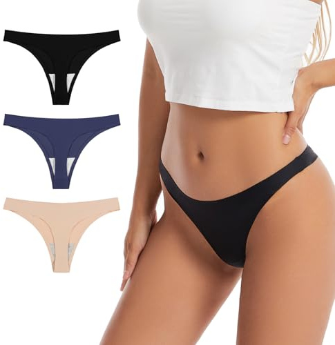 Boletochic Biancheria Intima Senza Cuciture della Donna Thong, No Show Invisibile G-Strings Pantalone Traspirante T-Back Stretch Biancheria Intima per Le Donne 3 Pack