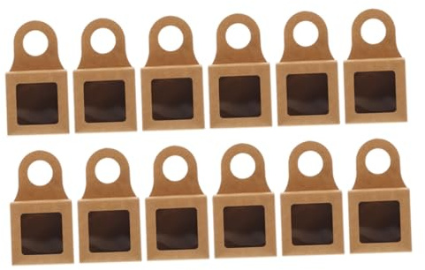 ULTECHNOVO 12 Stück Teiliges Kraftpapier Weinflaschen Geschenkboxen mit Großem Sichtfenster Langlebig und Geruchsfrei Praktische Flaschenverpackung für Weinliebhaber und Geschenkzwecke