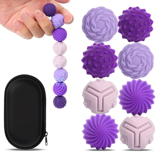 PAPAcroscoma Small Magnetic Balls Fidget Ball, 8Pcs Magnetic Fidget Balls | Sensory Toys Stress Relief for Adults Kids Autism ADHD Focus Office Desk Travel with Case (S Purple)